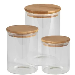 Bocal en verre avec couvercle hermétique en bambou 0,6 L