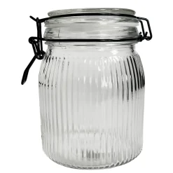 Bocal en verre strié avec couvercle 1 L Guy Levasseur