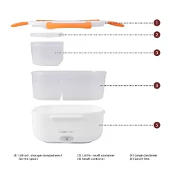 Boite à déjeuner chauffante électrique 220V Clatronic LB 3719 Blanc/orange