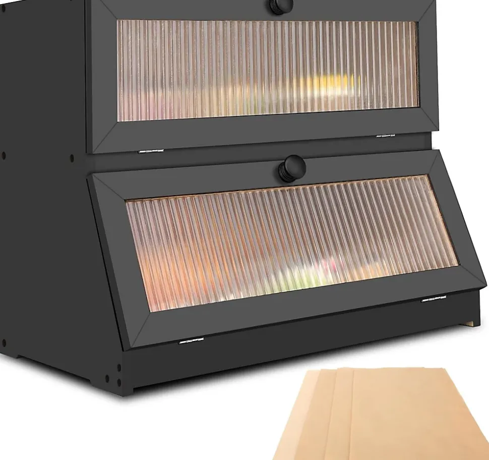 Boite a Pain Bois 2 Niveaux noir