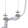 Bonde à bouchon avec chaînette pour évier grès et synthèses 2 bacs - C5907-VID.COMPLET AV SIPHON EV.GRES 2BACS