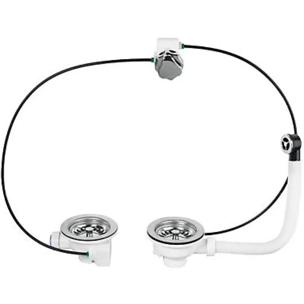 Bonde à panier avec trop plein 2 bacs Ø90 mm Wirquin