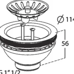 Bonde à panier sans trop plein, plateau chromé Diamètre 114 - Nicoll