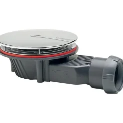 Bonde de douche - Slim + - Wirquin - Extra-plat - Receveur Diamètre 90 mm - Sortie Diamètre 40 mm - Dôme ABS chromé