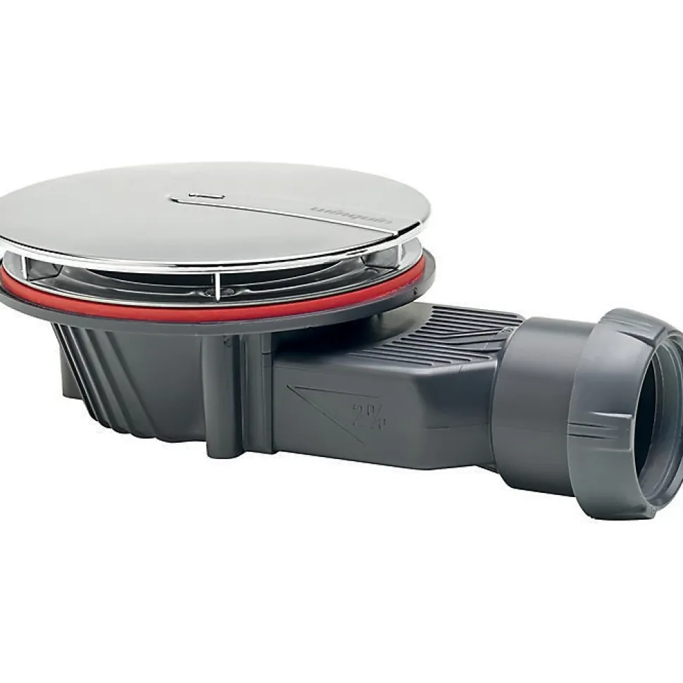 Bonde de douche - Slim + - Wirquin - Extra-plat - Receveur Diamètre 90 mm - Sortie Diamètre 40 mm - Dôme ABS chromé