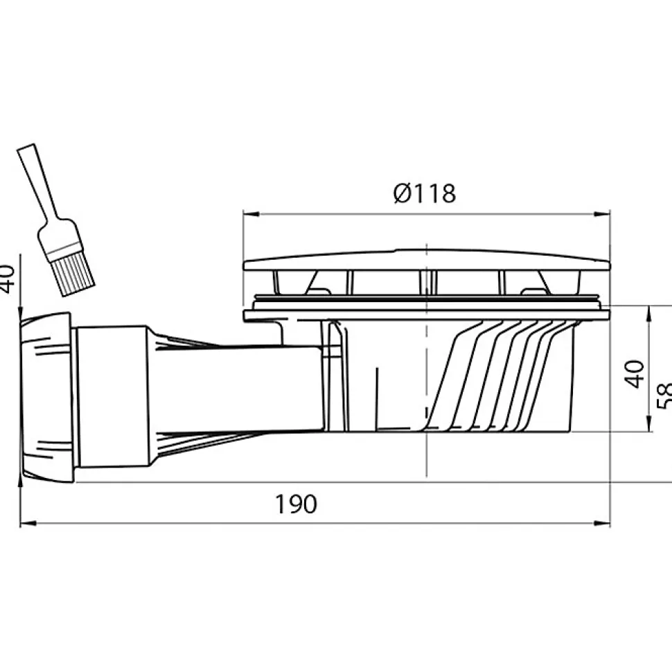 Bonde de douche - Slim + - Wirquin - Extra-plat - Receveur Diamètre 90 mm - Sortie Diamètre 40 mm - Dôme ABS chromé