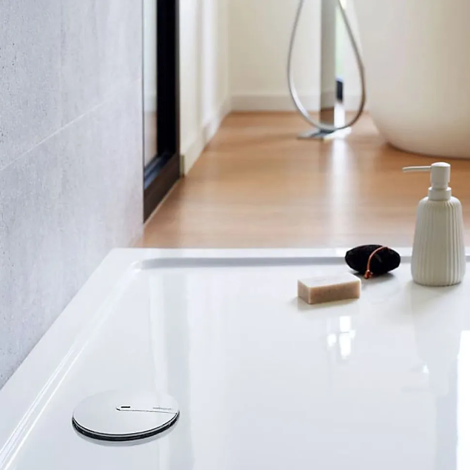 Bonde de douche - Slim + - Wirquin - Extra-plat - Receveur Diamètre 90 mm - Sortie Diamètre 40 mm - Dôme ABS chromé