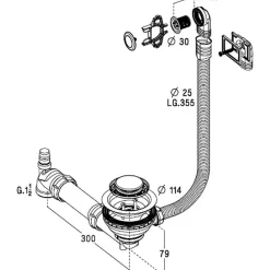 Bonde d'évier à panier - NICOLL - Diamètre90mm - Matières recyclées - Tubulure gain de place