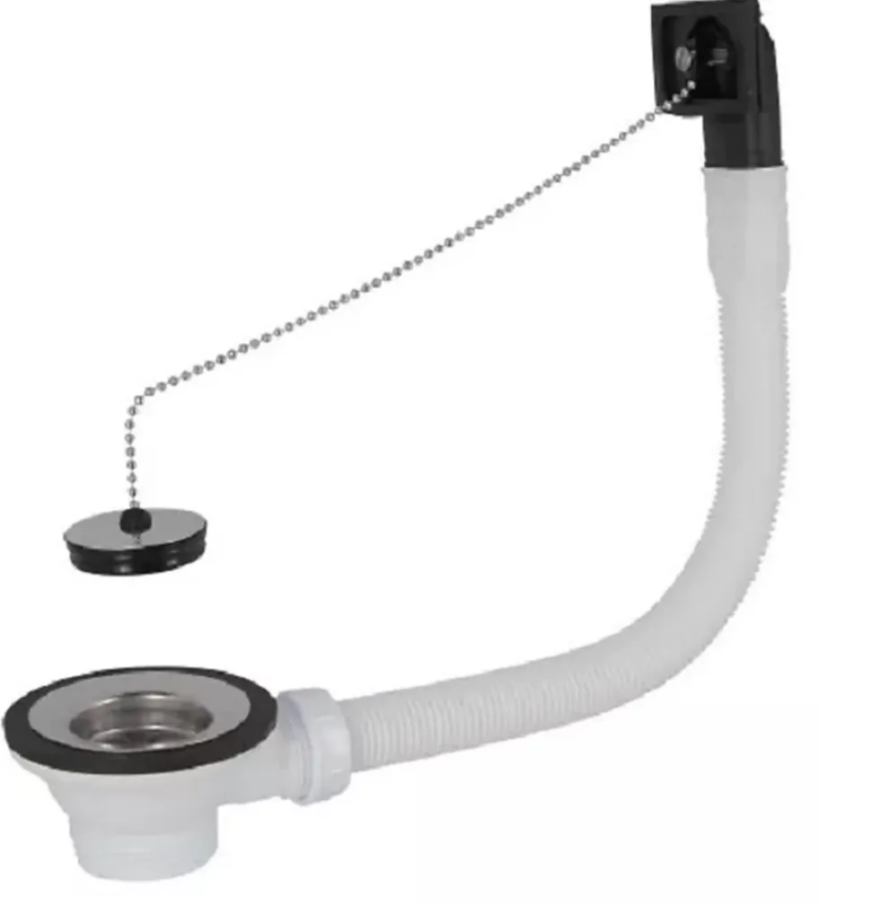 Bonde et vidage plastique pour éviers inox - Diamètre extérieur: 70 mm - Sortie: 1"1/2 - Perçage cuve: 50 mm - BLANC