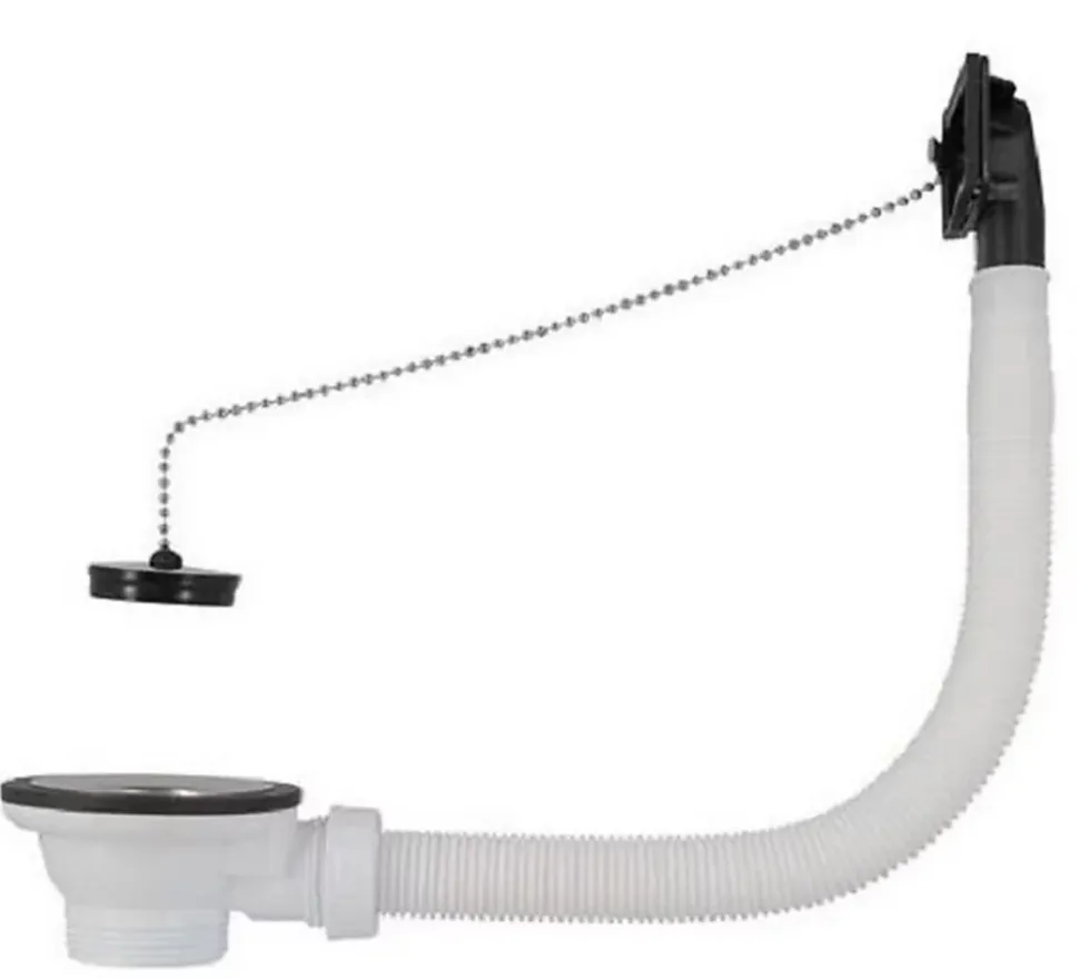 Bonde et vidage plastique pour éviers inox - Diamètre extérieur: 70 mm - Sortie: 1"1/2 - Perçage cuve: 50 mm - BLANC