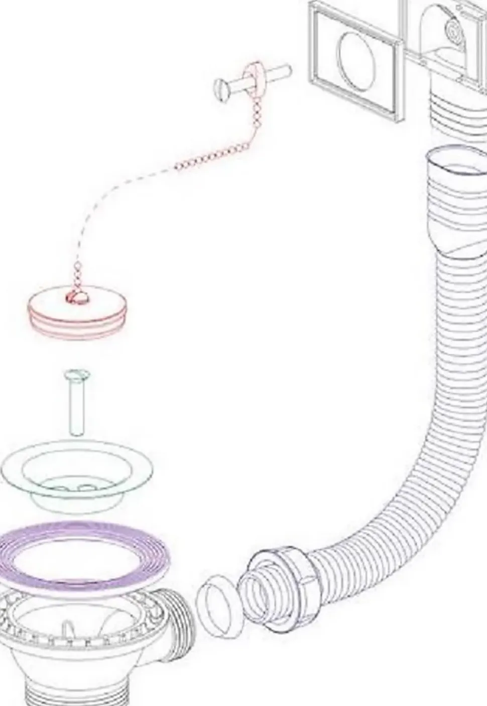 Bonde et vidage plastique pour éviers inox - Diamètre extérieur: 70 mm - Sortie: 1"1/2 - Perçage cuve: 50 mm - BLANC