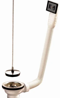 Bonde et vidage plastique pour évier grès et synthèse - Diamètre extérieur 84 mm - Diamètre sortie: 1"1/2 - Diamètre perçage cuve