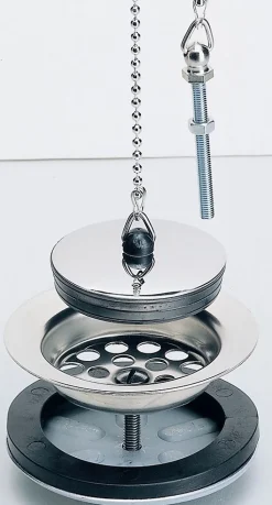 Bonde et vidage plastique pour évier grès à double paroi - Diamètre: 84 mm - Diamètre sortie: 1"1/2 - BLANC