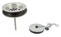 Bonde et vidage plastique pour évier grès à double paroi - Diamètre: 84 mm - Diamètre sortie: 1"1/2 - BLANC