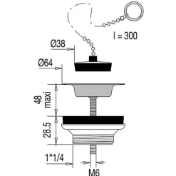 Bonde Lavabo/Bidet avec chaînette et bouchon D38 - VALENTIN - 00 604200 000 00