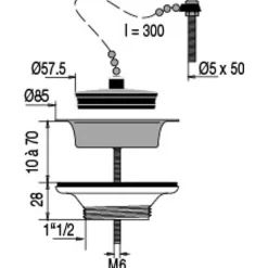 Bonde plastique pour évier grès, Diamètre 60 mm - Valentin