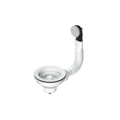 Bonde évier 1 cuve avec vidage manuel diamètre 90 mm couleur blanc