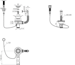 Bonde évier 1 cuve avec vidage automatique diamètre 90 mm couleur noir