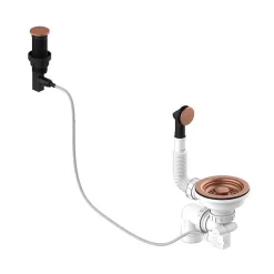 Bonde évier 1 cuve avec vidage automatique diamètre 90 mm couleur or rose