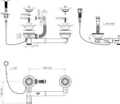 Bonde évier 2 cuves avec vidage automatique diamètre 90 mm couleur or rose