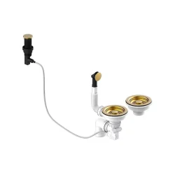 Bonde évier 2 cuves avec vidage automatique diamètre 90 mm couleur or