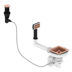 Bonde évier carrée 1 cuve avec vidage automatique diamètre 90 mm couleur or rose