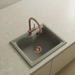 Bonde évier carrée 1 cuve avec vidage automatique diamètre 90 mm couleur or