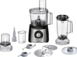 Bosch Robot de cuisine polyvalent avec plus de 50 fonctions 800 W Capacité de 2,3 L Couleur : Noir/Inox brossé