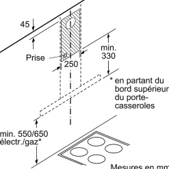 BOSCH Hotte décorative murale 90 cm débit 330 m3/h - DWB94BC50