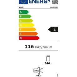 BOSCH KSV36VLEP - Réfrigérateur 1 porte - 346 L - Froid brassé - L 60 x H 186 cm - Inox côtés silver