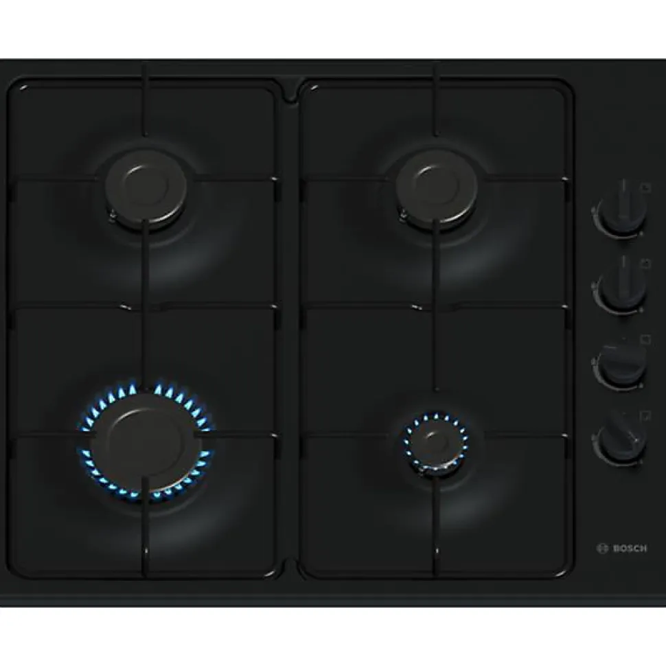 BOSCH Table de cuisson gaz 4 foyers noire - PBP6B6K80