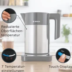 BOSCH TWK7203 Bouilloire électrique programmable - Noir et Inox