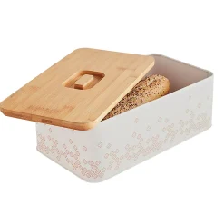 Boîte à pain blanche avec couvercle en bambou Bohémia Box & Beyond
