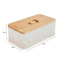 Boîte à pain blanche avec couvercle en bambou Bohémia Box & Beyond