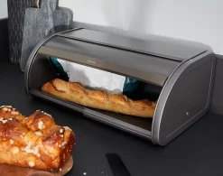 Boîte à pain couvercle coulissant en acier inoxydable Brabantia Platinum anthracite