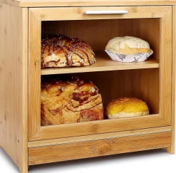 Boîte à Pain en Bambou 2 Couches 40 x 22 x 38 cm