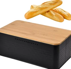 Boîte à Pain Grande Capacité 33 x 18 x 13,5 cm noir