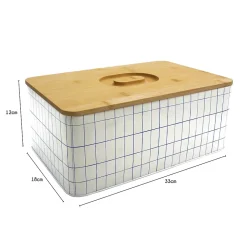 Boîte à pain quadrillée avec couvercle en bambou Bohémia Box & Beyond