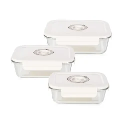 Boîte alimentaire sous vide en verre vendu par 3 + système de pompe Compactor