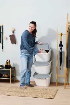 Boîte de rangement 37 L empilable SmartStore Collect Stack It Orthex P.55 cm blanc et gris