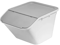 Boîte de rangement 37 L empilable SmartStore Collect Stack It Orthex P.55 cm blanc et gris