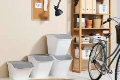 Boîte de rangement 51 L empilable SmartStore Collect Stack It Orthex P.55 cm blanc et gris