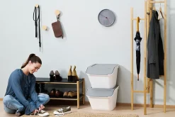 Boîte de rangement 51 L empilable SmartStore Collect Stack It Orthex P.55 cm blanc et gris