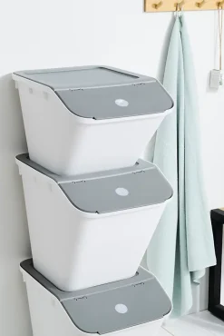 Boîte de rangement 51 L empilable SmartStore Collect Stack It Orthex P.55 cm blanc et gris