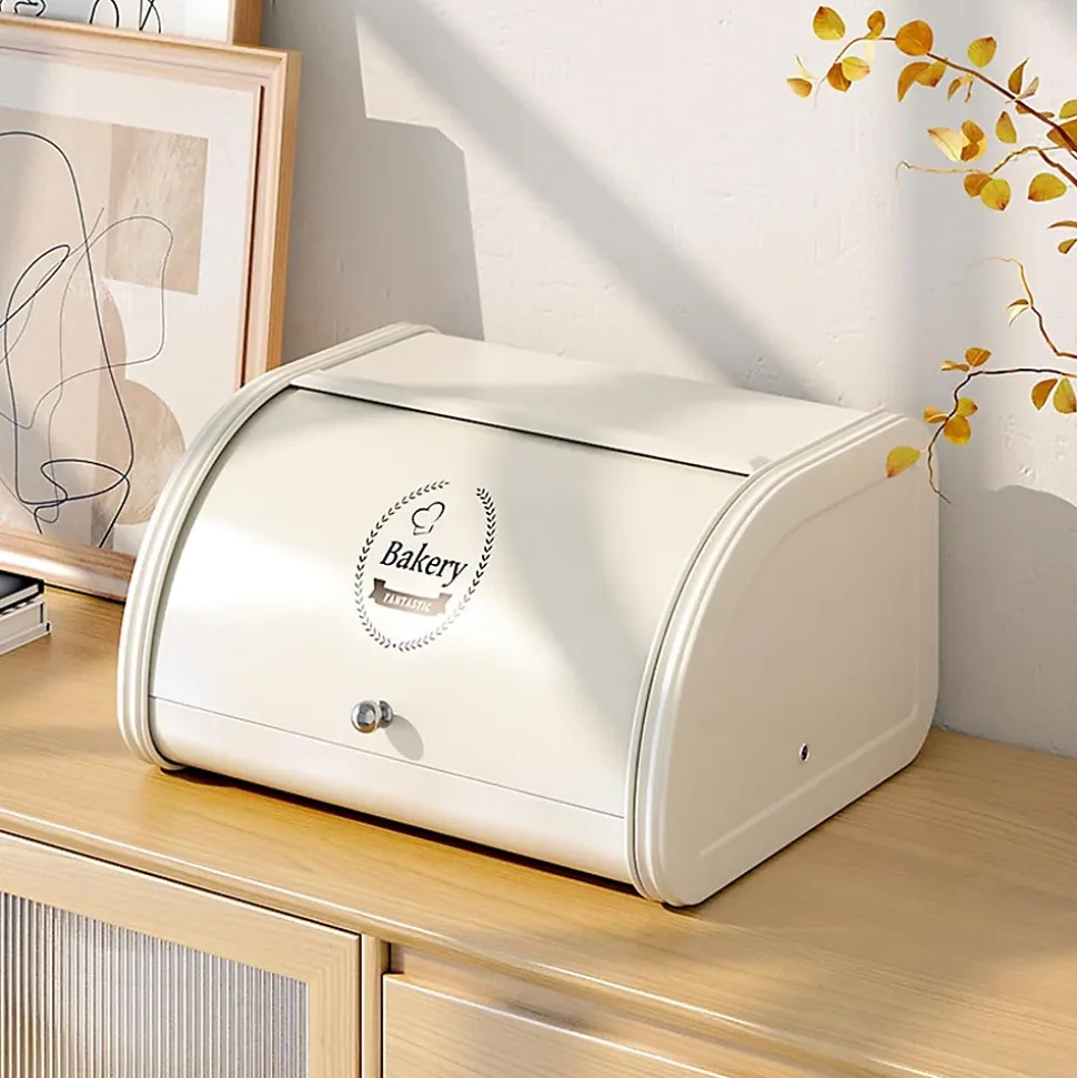 Boîte de rangement à pain blanc crème