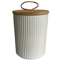 Boîte en céramique striée blanc avec couvercle 0,98 L Guy Levasseur