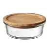 Boîte ronde en verre avec couvercle hermétique en bambou 0,95 L