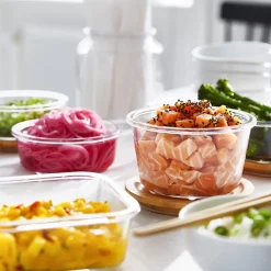 Boîte ronde en verre avec couvercle hermétique en bambou 0,62 L