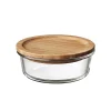 Boîte ronde en verre avec couvercle hermétique en bambou 0,42 L