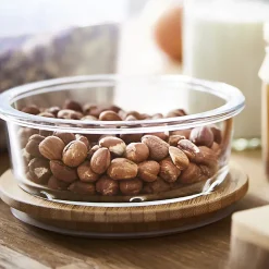 Boîte ronde en verre avec couvercle hermétique en bambou 0,42 L